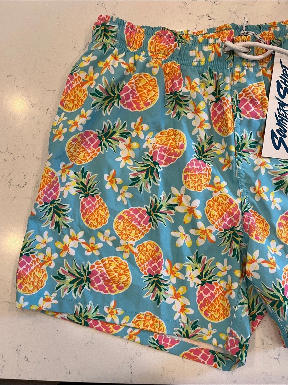 Southern Shirt Co. Men’s Aqua Pineapple Print Swim Shorts